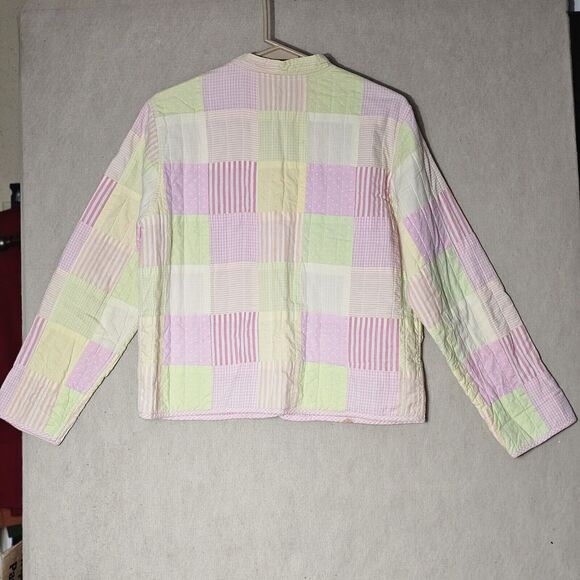 Handmade Quilted Patchwork Feeding Jacket Women's Size Medium Pink Pastel Green - Picture 14 of 16